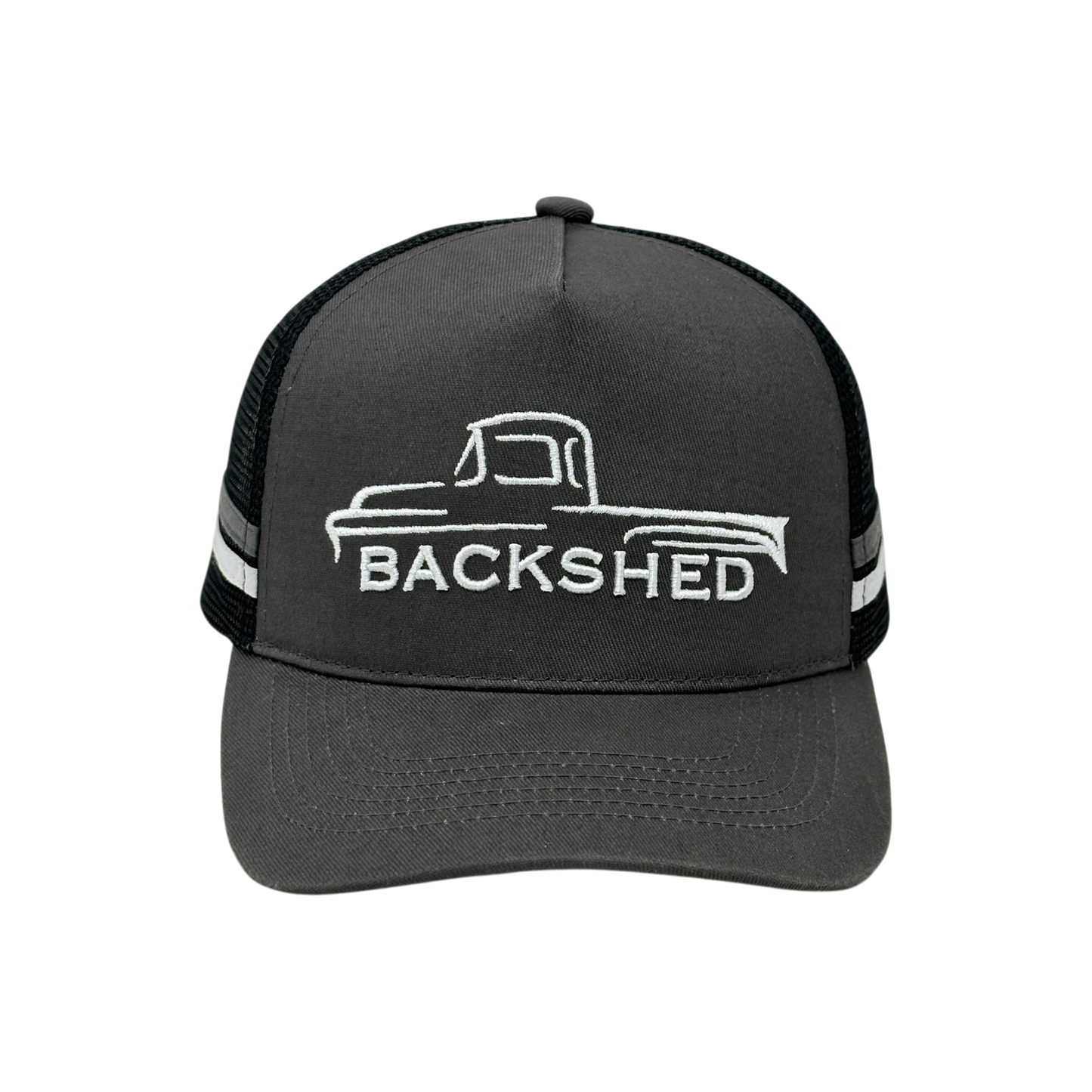 Trucker Cap - Grey & White - Embroidered