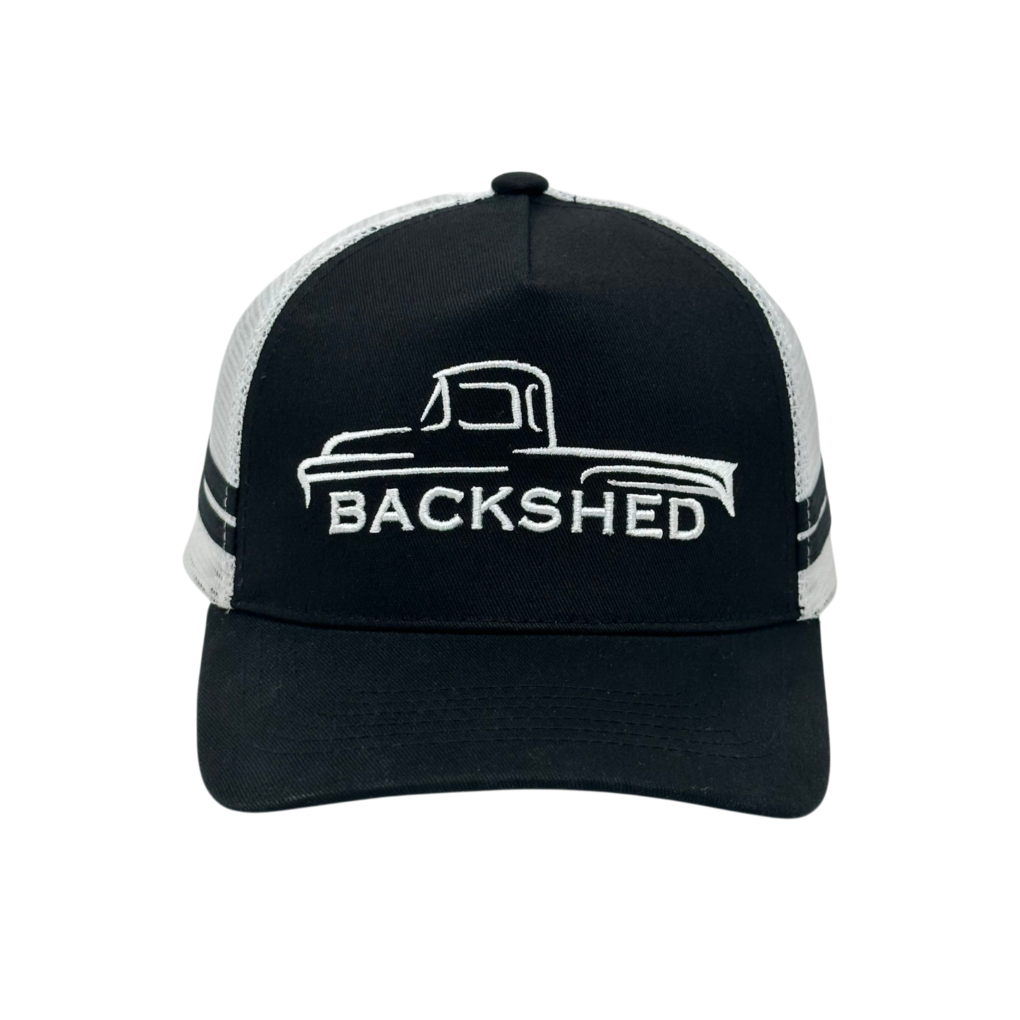 Trucker Cap - Black & White Embroidered