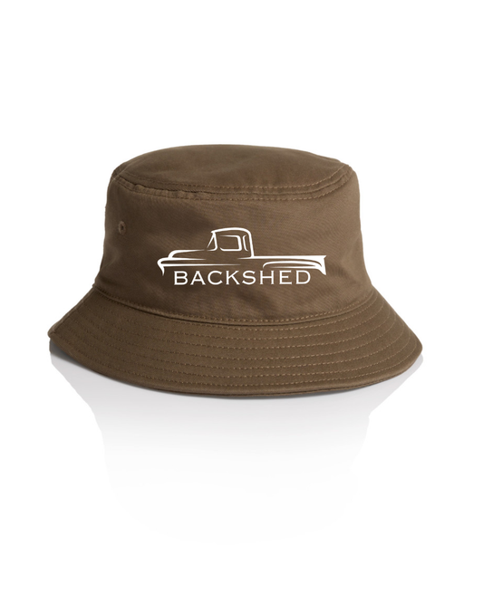 Bucket Hats- Brown - Embroidered Logo in white