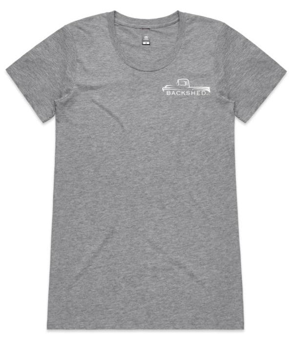 Backshed Womens Tee - Grey - Slim fit.